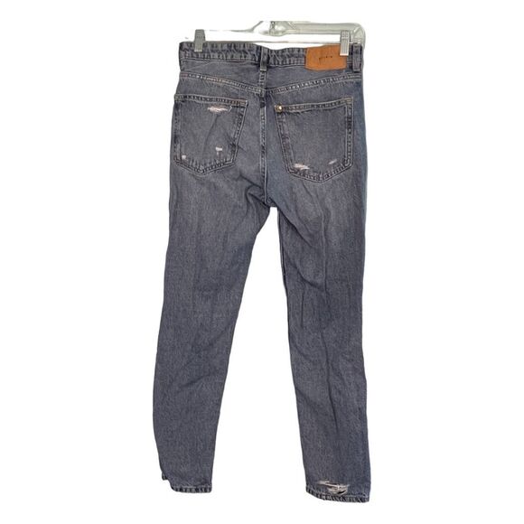 H&M &denim Boyfriend Jeans Blue Low Waist Ripped Denim Button Fly‎ Straight Leg - Picture 3 of 9
